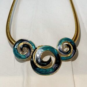 Gold-Tone Teal Swirl Pendant Necklace - Women Jewelry